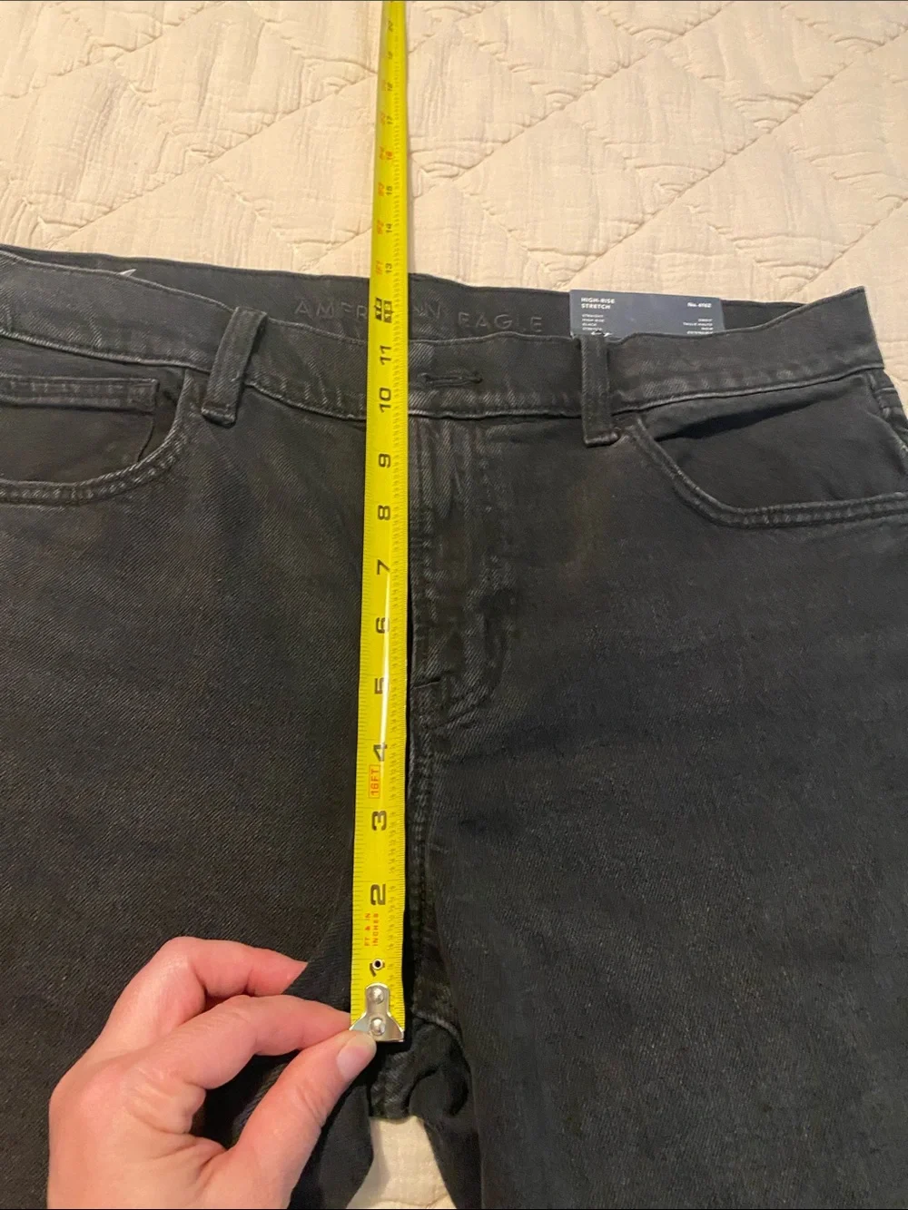American Eagle Outfitters Black Straight-Leg Jeans high-rise stretch Long